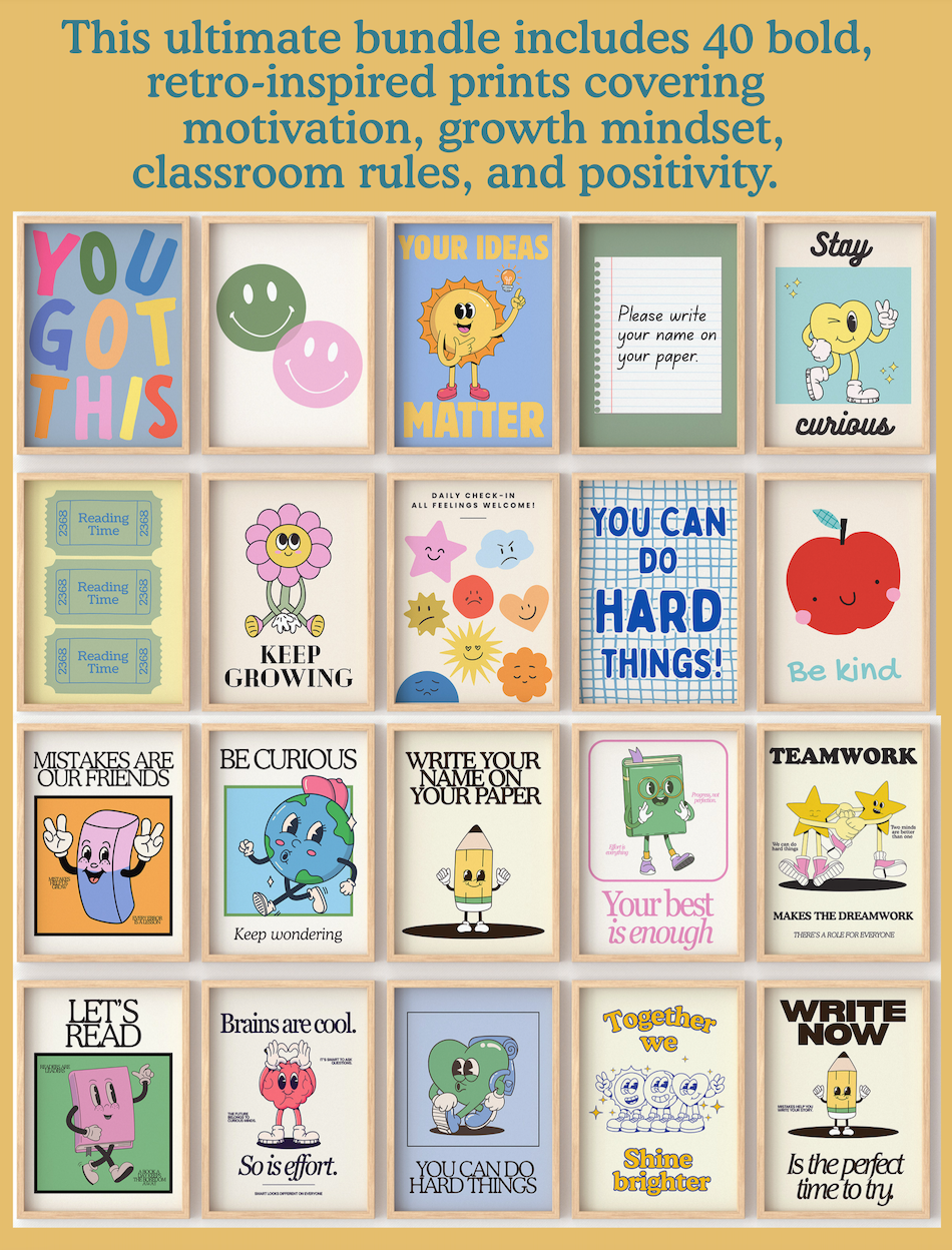 Ultimate Classroom Decor Bundle Set of 40 | Complete Teacher Wall Art Collection - Digital Print