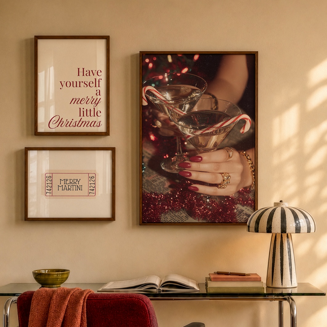 Merry Martini Christmas Gallery Wall Set of 3