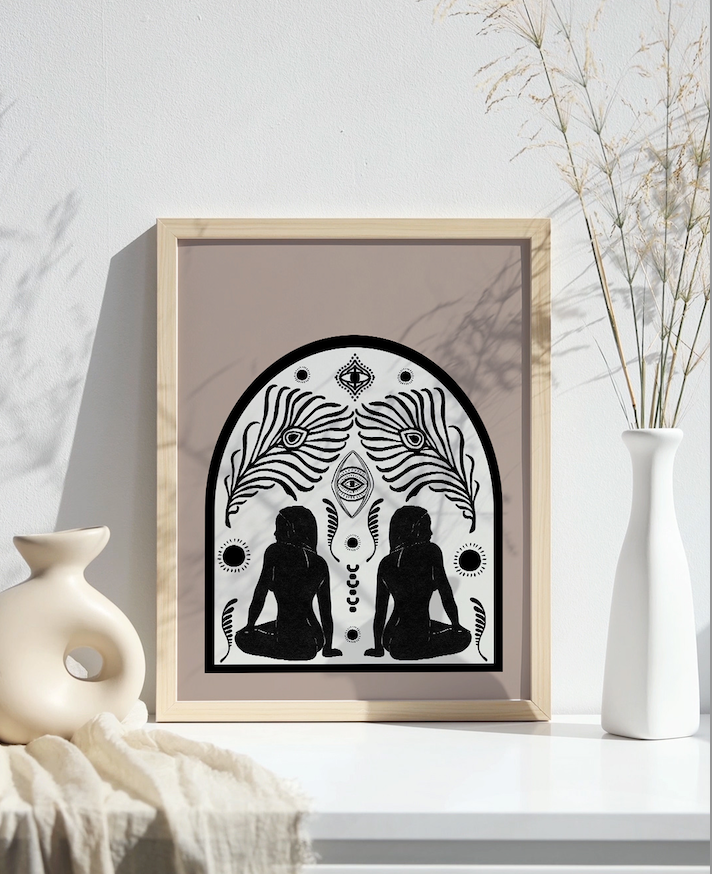 Mystical Sisterhood Art Print Feminine Energy Artwork Spiritual Artwork