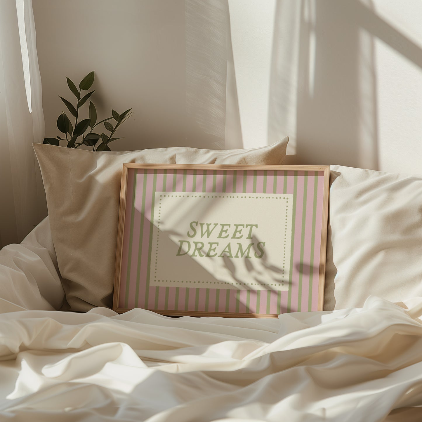 Pink Sweet Dreams Striped Art - Digital Print