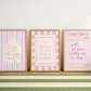 Pink Dorm Art Set of 3 - Trendy Gallery Wall Prints - Digital Print