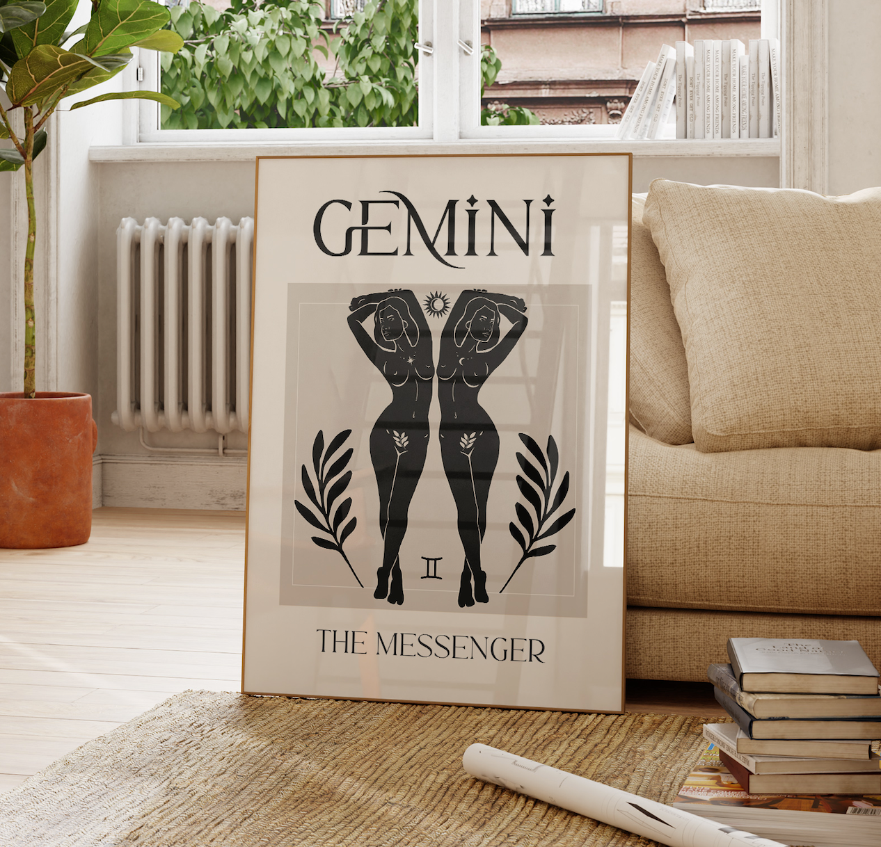 Zodiac Gemini Goddess Wall Art Print, Sun Sign Art