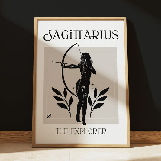 Zodiac Sagittarius Goddess Wall Art Print, Sun Sign Art