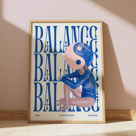 Balance Quote Print, Funky Typography Print, YingYang Print, Digital Download