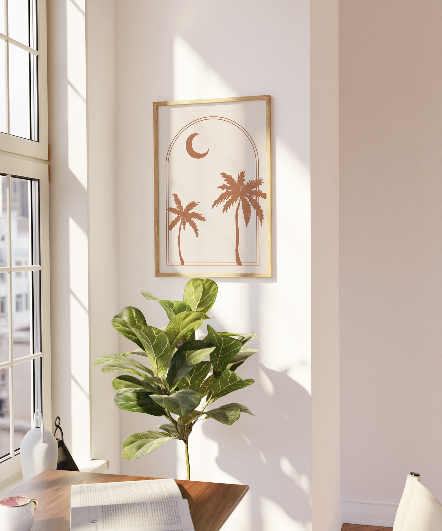 Neutral Tone Boho Palm Tree Wall Art Print