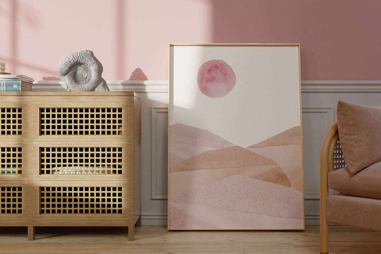 Dreamy Pink Moons Art Print Set of 2,Nursery Decor