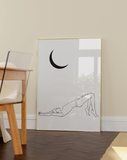 Moon Yoga Lover Line Art Print