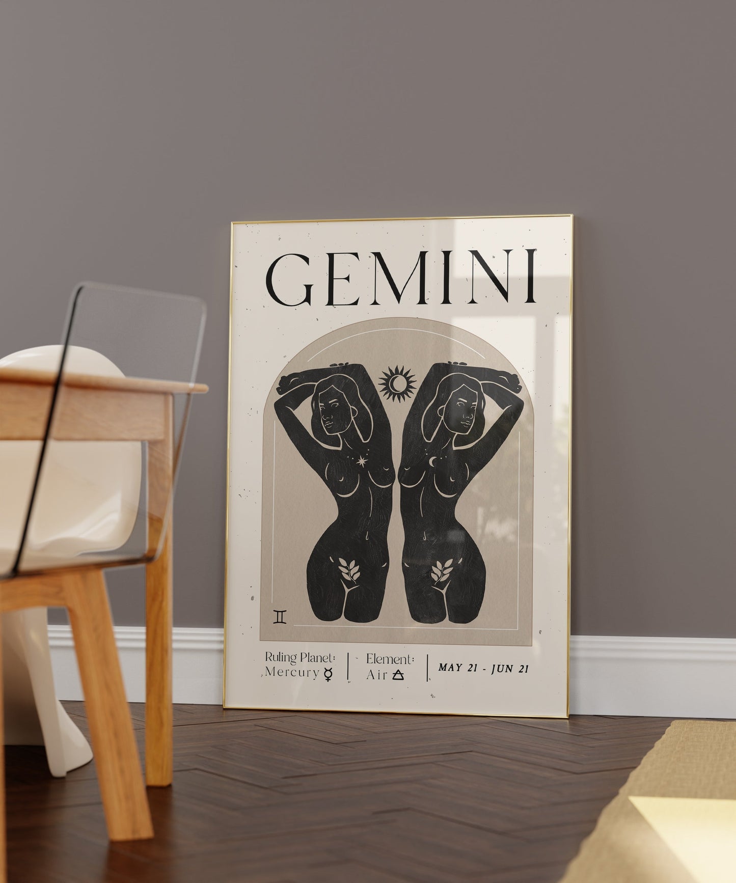 Printable Zodiac Gemini Goddess Wall Art Print