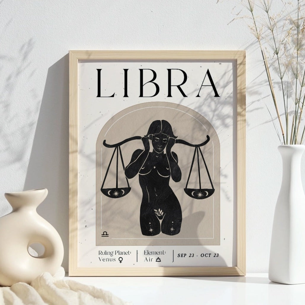 Printable Zodiac Libra Goddess Wall Art Print