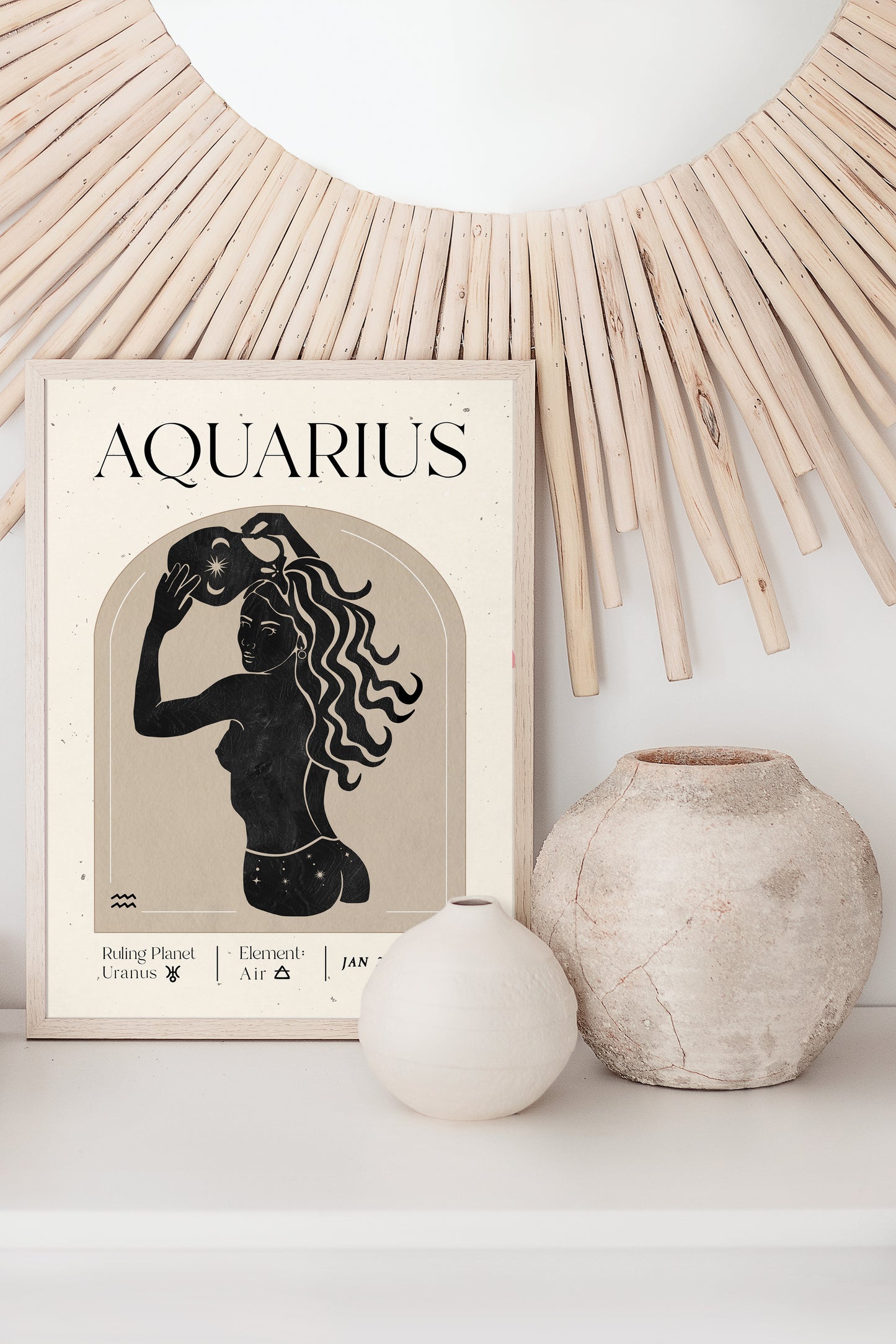 Printable Zodiac Aquarius Goddess Wall Art Print