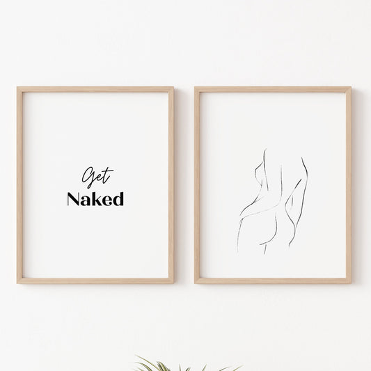 Get Naked Quote Print Set of 2/Typography Wall Art
