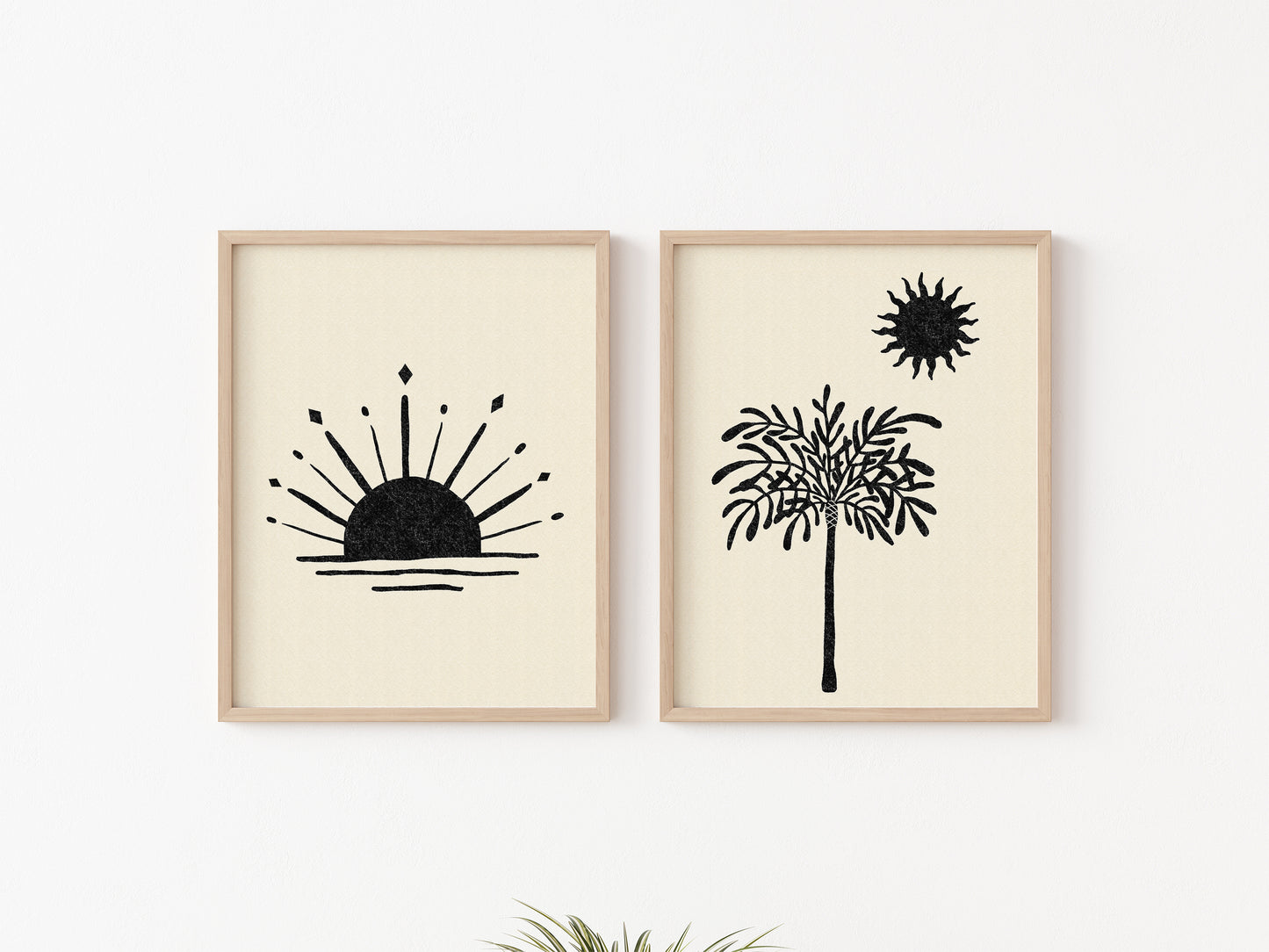 Celestial Vintage Style Palm & Sun Set