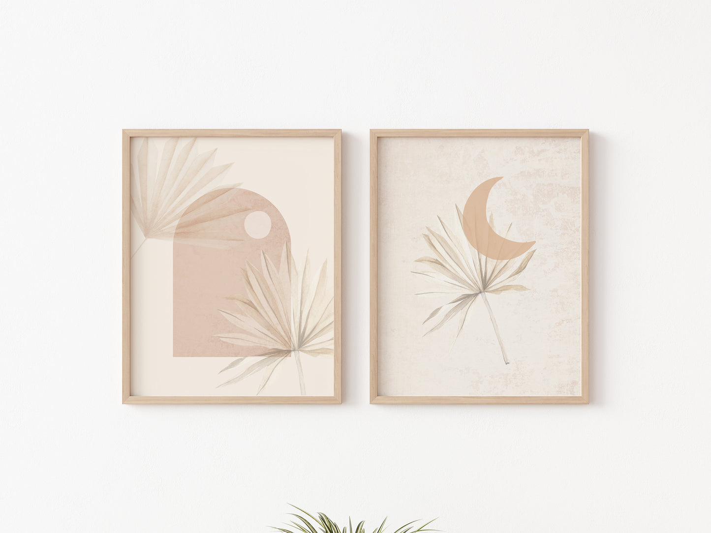 Neutral Tone Boho Moon Art Print Set Of 2/ Printable Art Set/ Boho Moon Decor