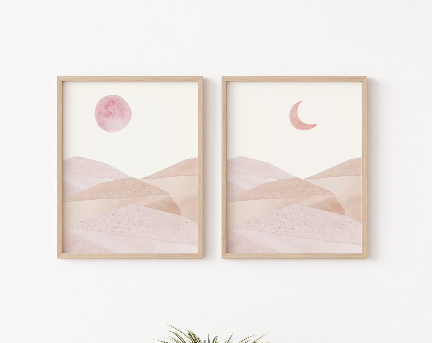 Dreamy Pink Moons Art Print Set of 2,Nursery Decor