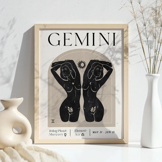 Printable Zodiac Gemini Goddess Wall Art Print