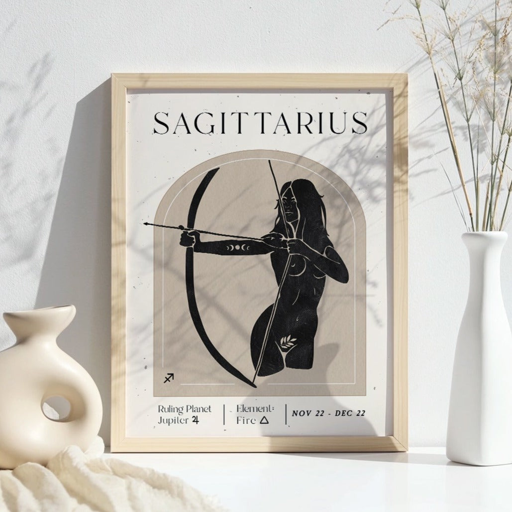 Printable Zodiac Sagittarius Goddess Wall Art Print