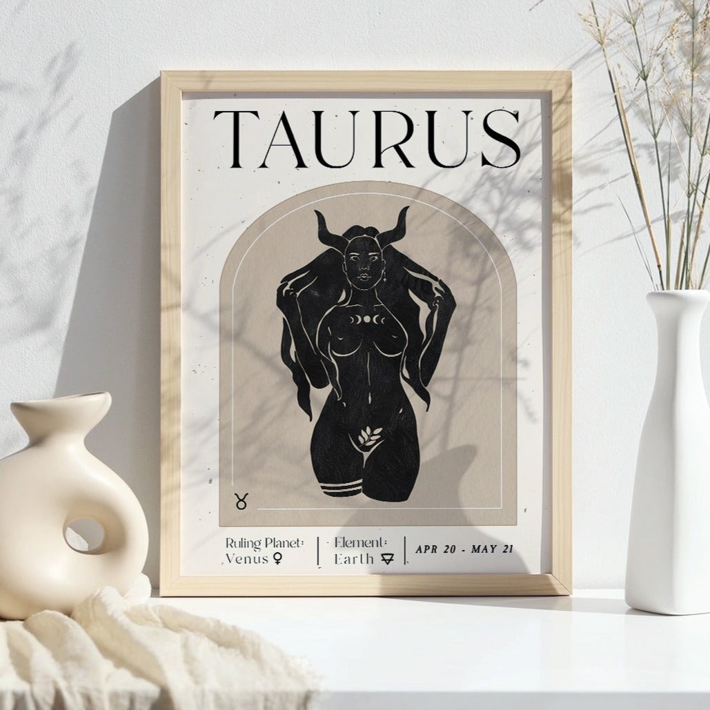 Printable Zodiac Taurus Goddess Wall Art Print