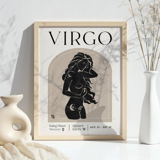 Printable Zodiac Virgo Goddess Wall Art Print