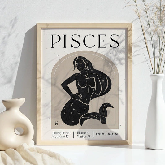 Printable Zodiac Pisces Goddess Wall Art Print