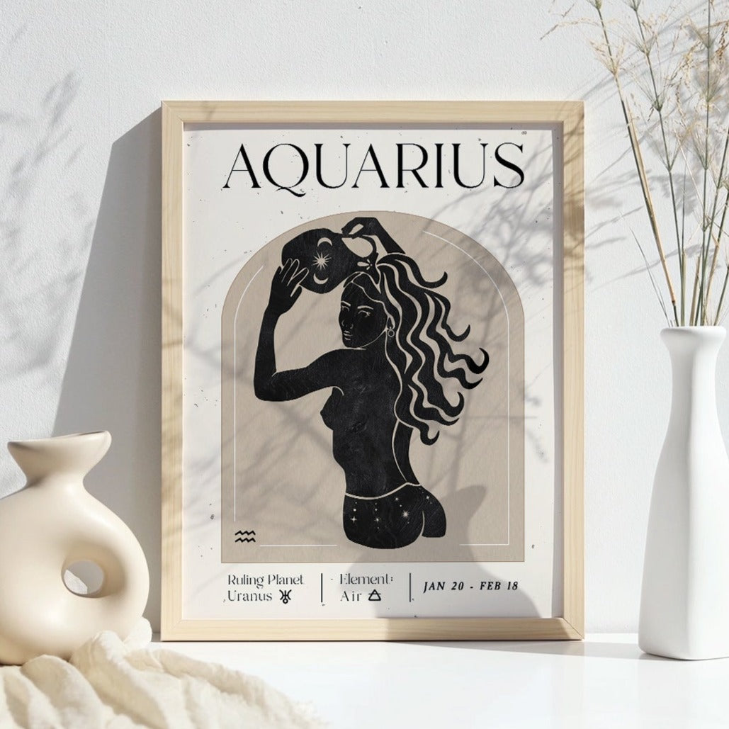 Printable Zodiac Aquarius Goddess Wall Art Print