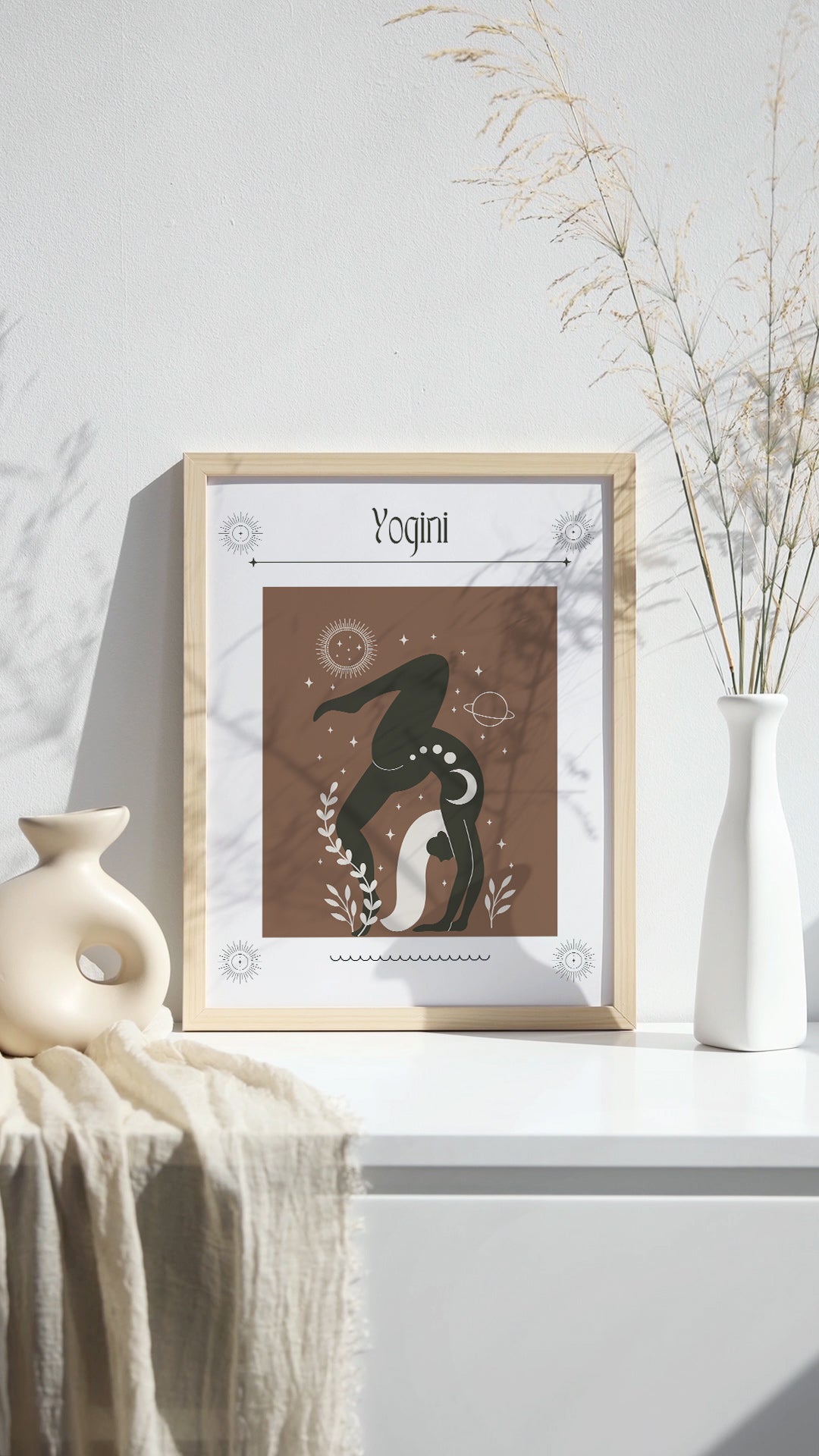 Boho Yogini Woman Printable Wall Art/ Yoga Studio Art/ Yoga Pose Poster/Celestial Art