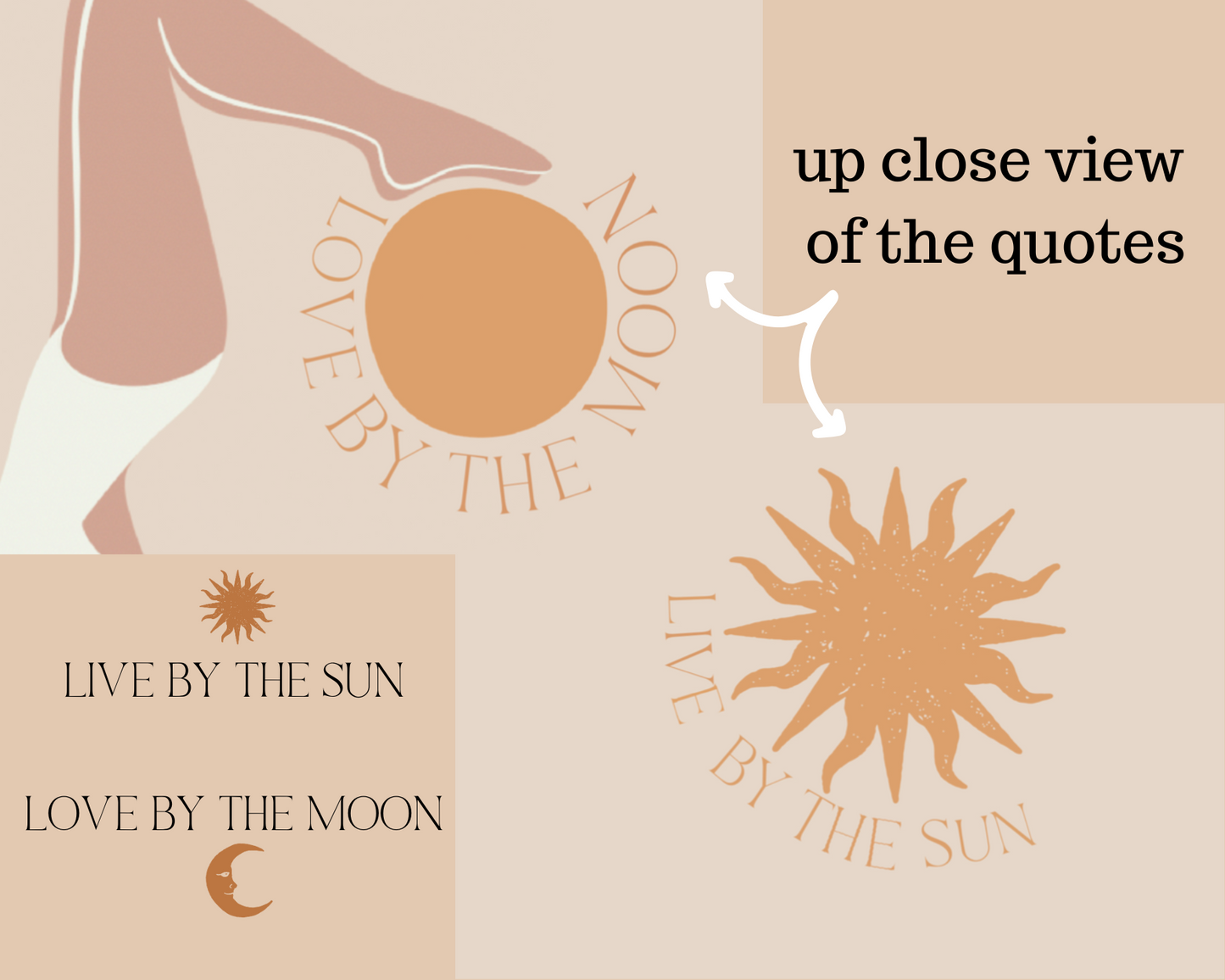 Live By The Sun, Love By The Moon Boho Yoga Art Quote